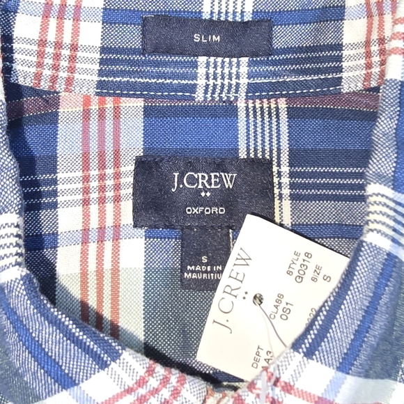 J. Crew | Mens Slim Small Oxford Cloth Short Sleeve Button Down Plaid Shirt - Picture 7 of 16